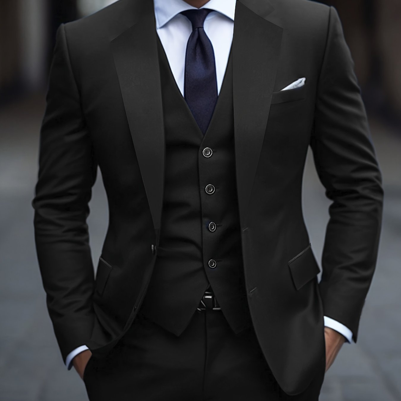 Traje de poliéster sólido de dos botones para hombre con chaleco para boda, entrevista y fiesta