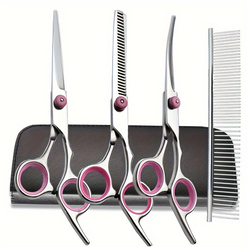 Stainless Steel Pet Grooming Scissors Set with Rounded Tips for Dogs and Cats