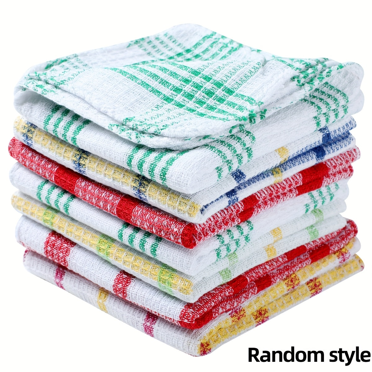 Set of 5 Waffle Weave Kitchen Towels Quick-Drying Dish and Hand Towels Rustic Space Design