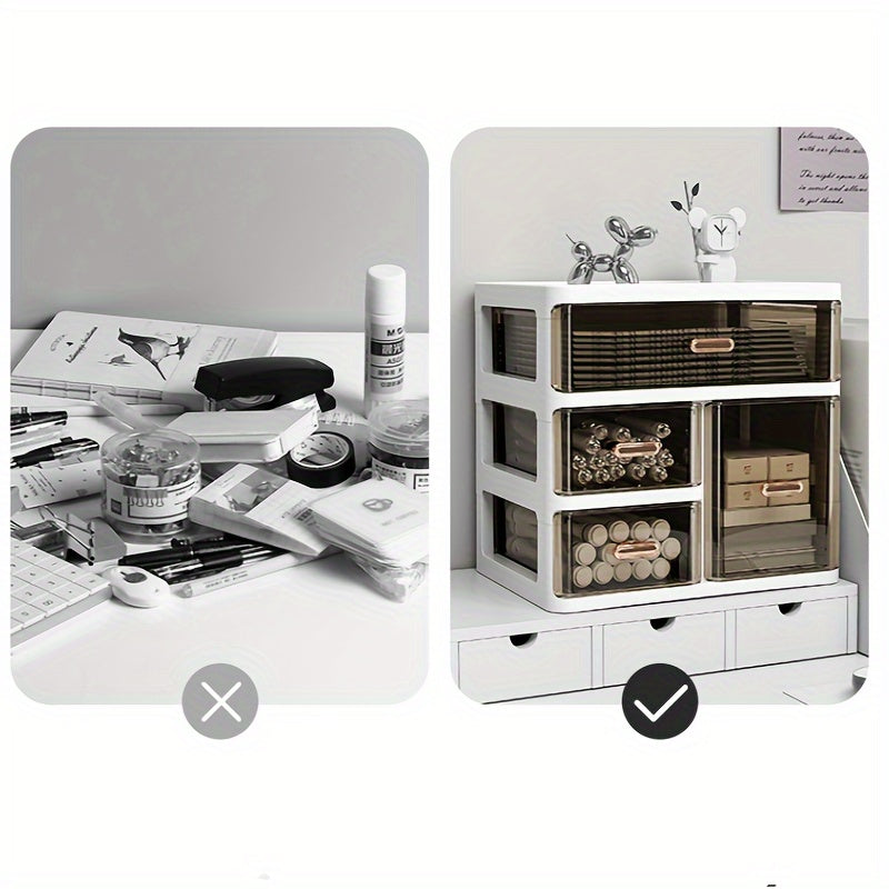 All-in-One Cosmetic Organizer with Drawers and Large Capacity Dustproof Makeup Storage Case