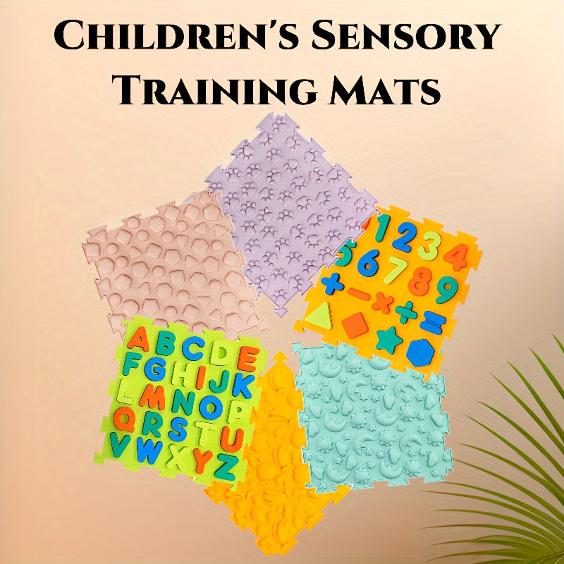 Set of 10 Sensory Mats for Children Educational Silicone Number and Alphabet Puzzles Orthopedic Massage Mat