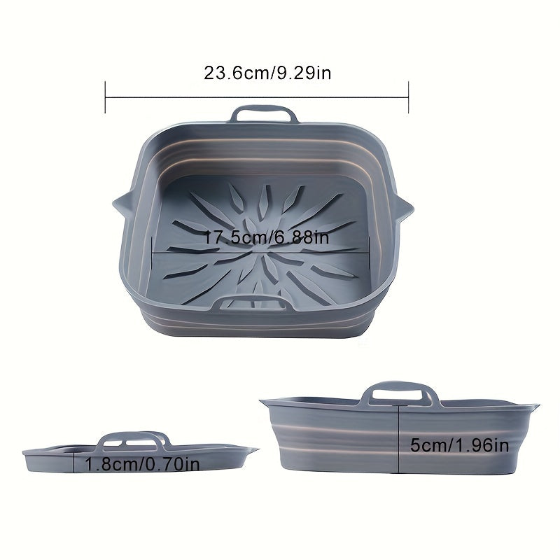 Foldable Square Air Fryer Tray with Silicone Baking Pad Reusable High-Temperature
