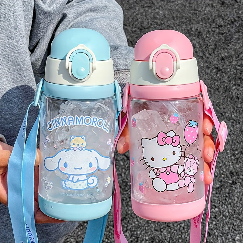 Girls Plastic Water Bottle 520ml Double-Lid Leak-Proof Heat-Resistant Purple