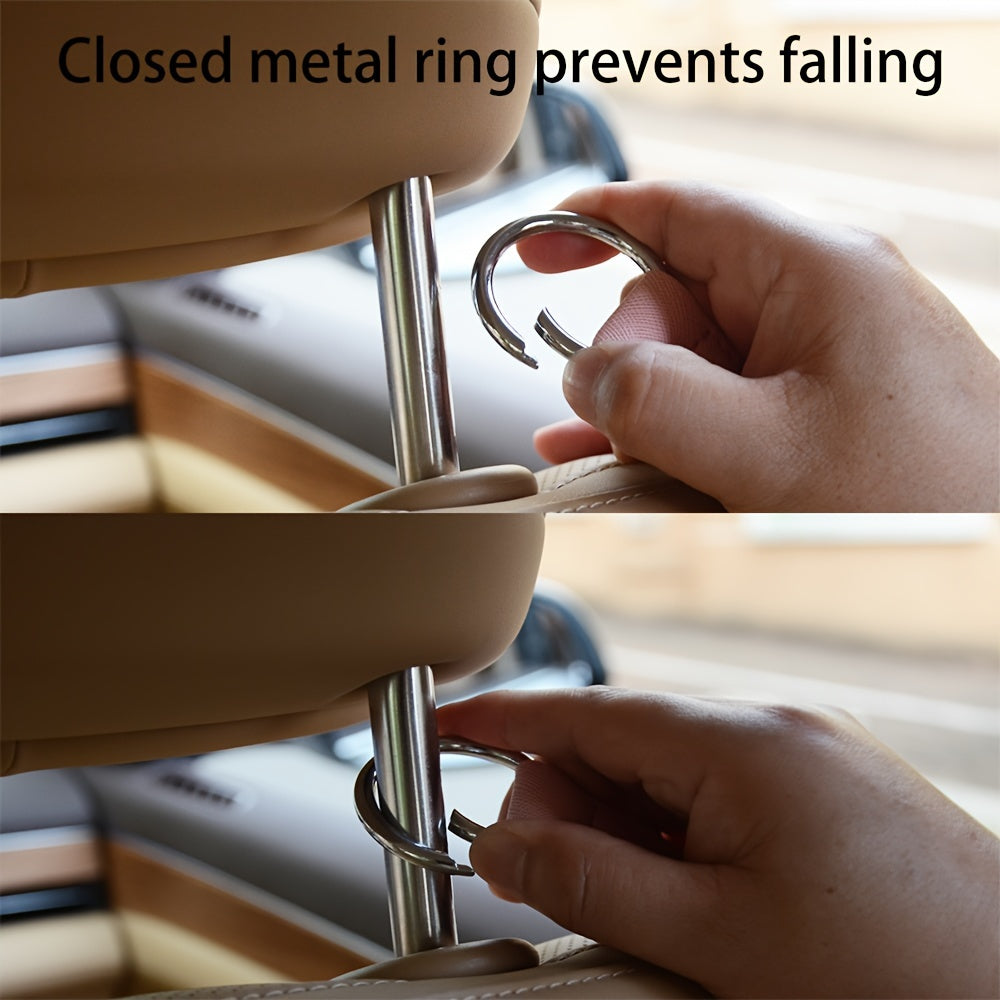 2PCS PU Leather Car Seat Hooks Auto Interior Organizer Hangers for Bags and Coats