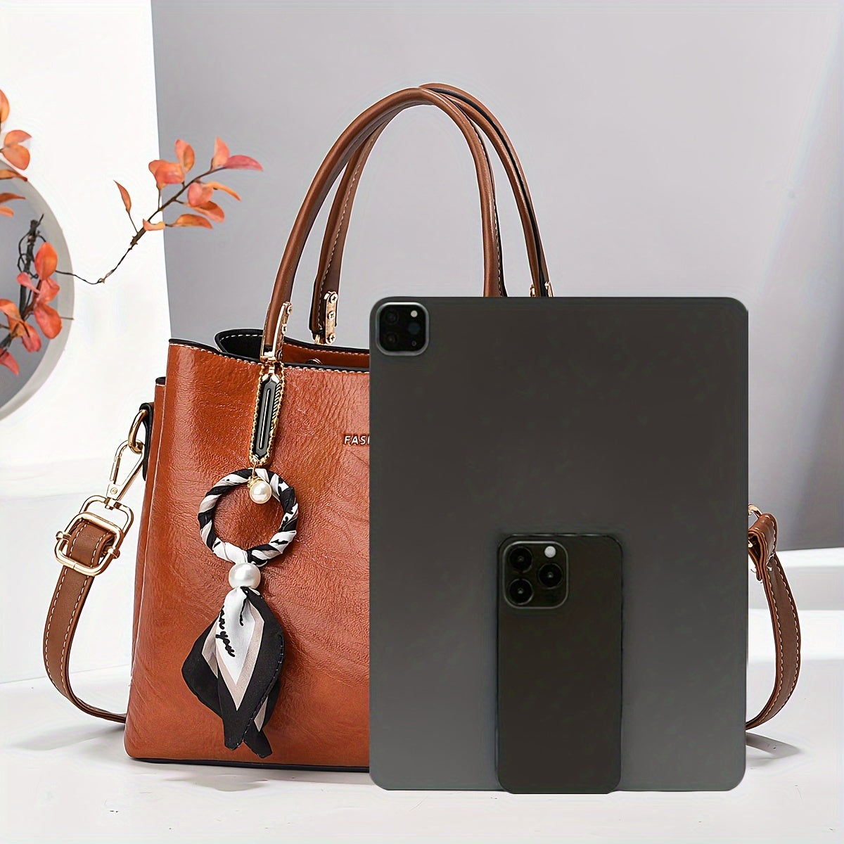 Bolso tote de PU para mujer con correa ajustable para uso casual y de oficina