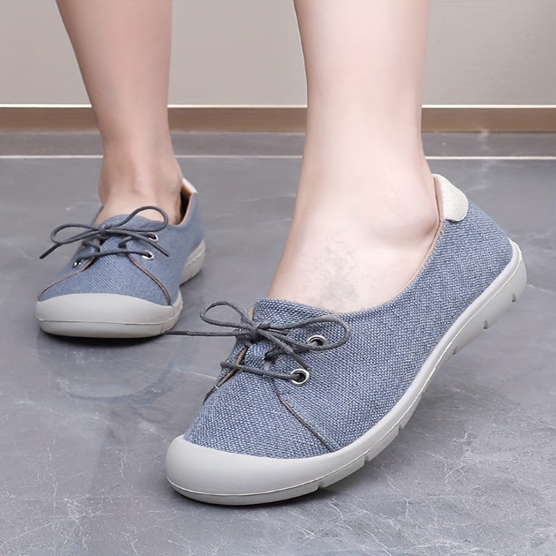 Women's Canvas Shoes Casual Round Toe Breathable Lightweight Black