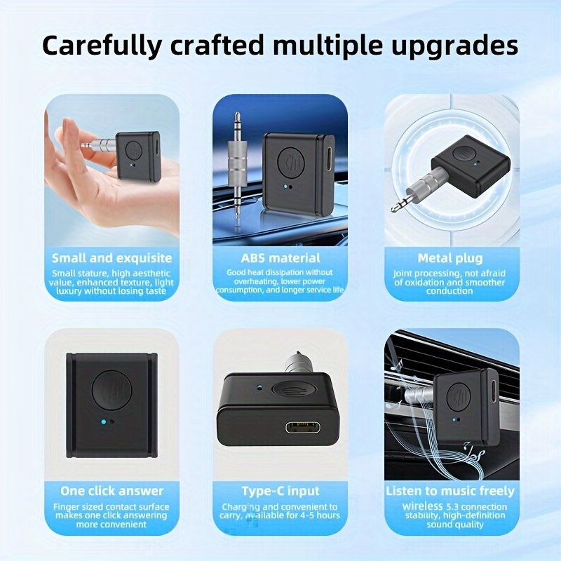 Wireless Bluetooth 5.3 AUX Receiver for Car Home Headphones Mini Audio Adapter