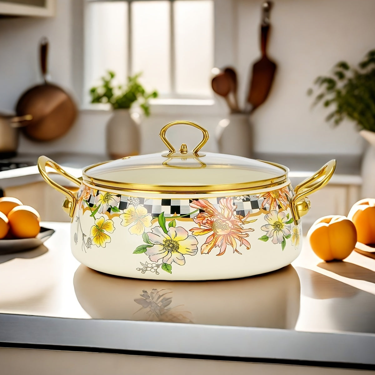 Qoplangan pishirish qozoni, pishirish va bug'lash uchun bardoshli keramik oshxona anjomlari