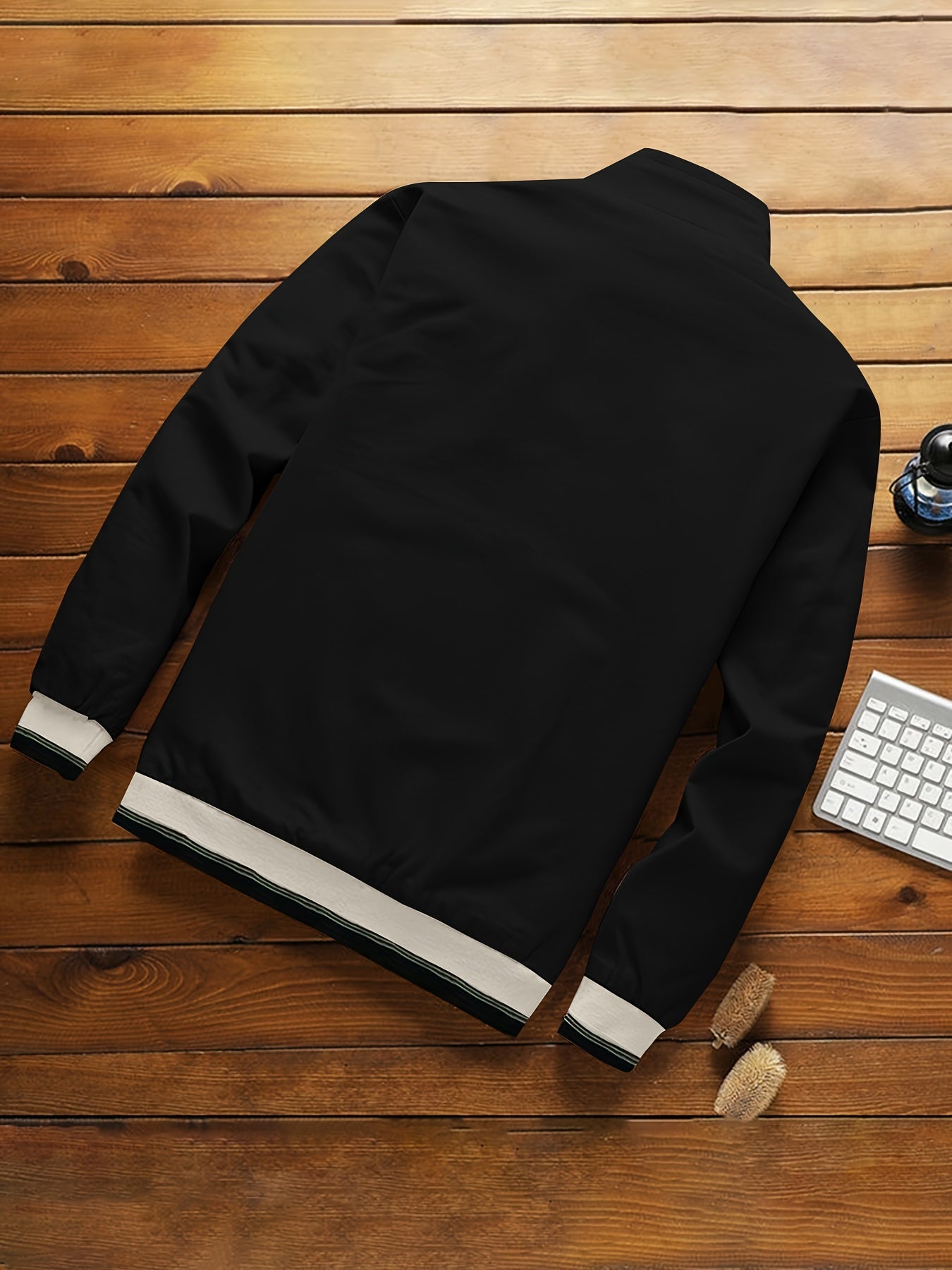 Men's Plus Size Lightweight Bomber Jacket with Stand Collar Pockets Solid Color Summer Casual