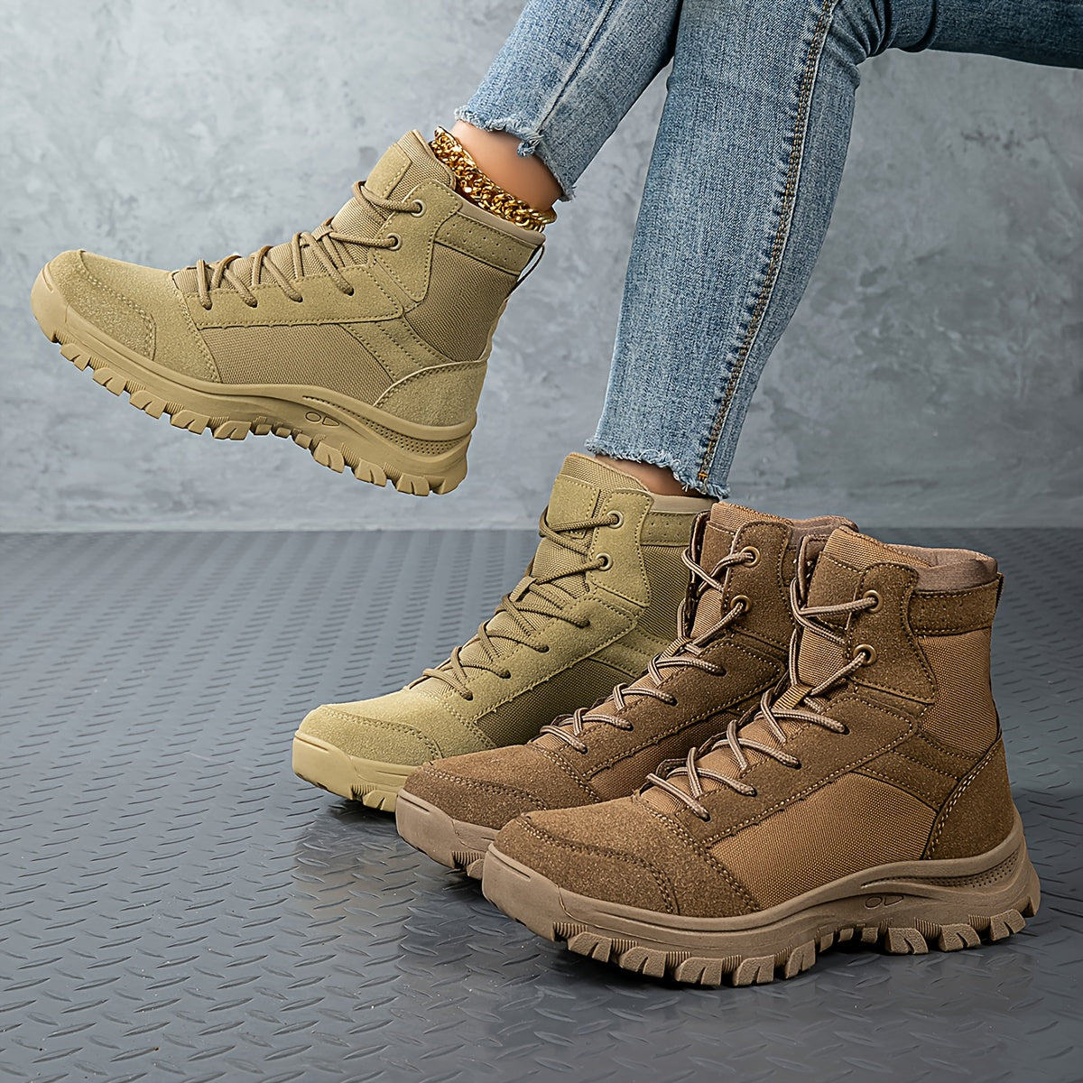 Women's Tactical Boots High-Top for Hiking Outdoor Training Breathable Lightweight