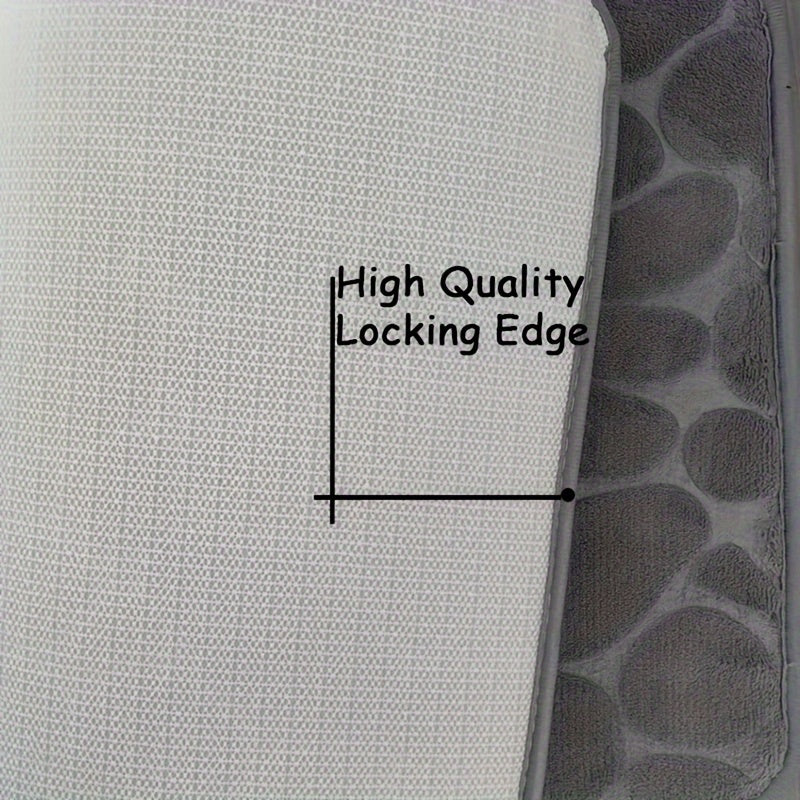 Set of 3 Geometric Bath Rugs with Memory Foam Non-Slip Bathroom Mats