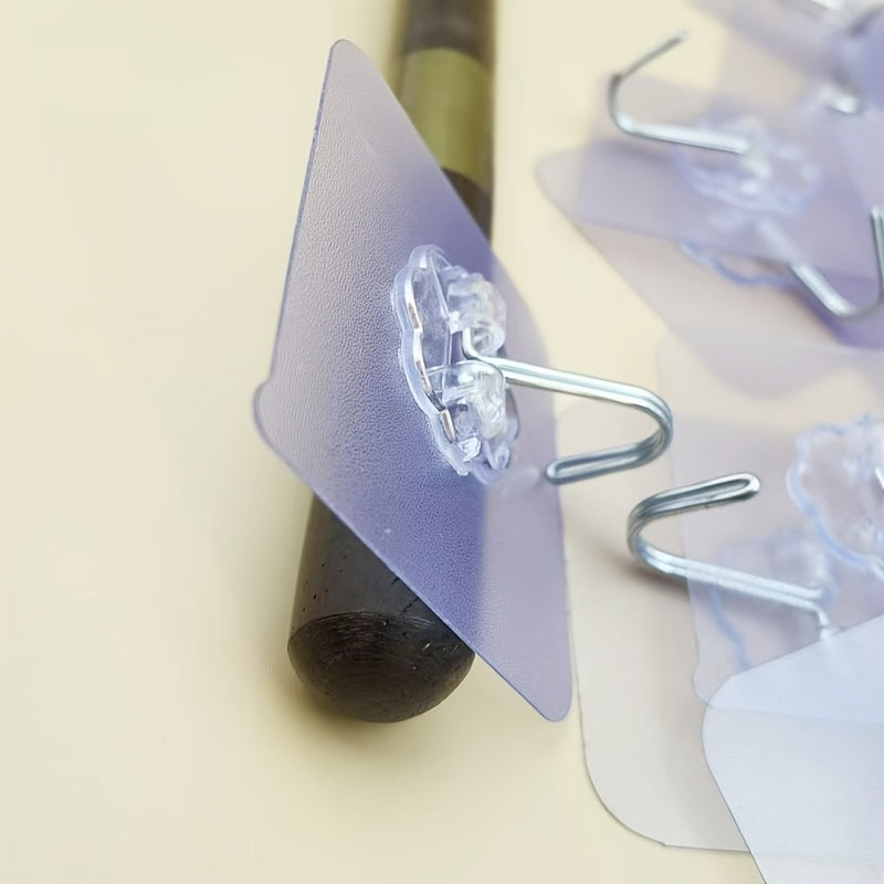 10pcs Acrylic Kitchen Utensil Hooks Wall Mount No Drill Adhesive Storage Organizer