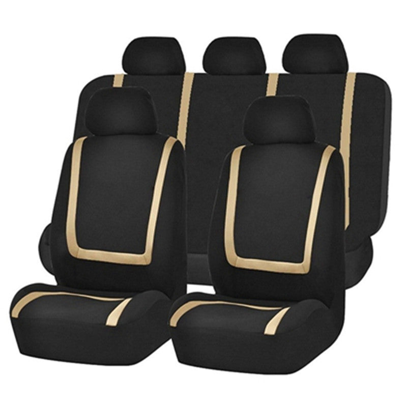 Nine-Piece Car Seat Cover Set with Patchwork Design Polyester Knit Fabric Universal Fit