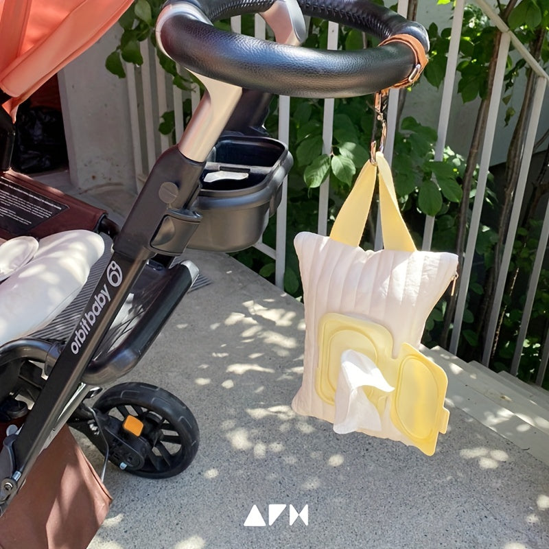 Embroidered Bear and Rabbit Wet Wipe Dispenser Travel Tissue Holder Zipper Organizer