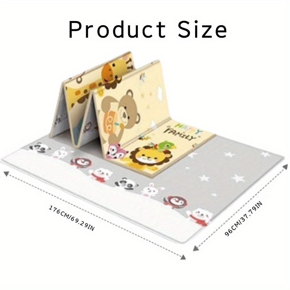 Kids' Play Mat Foldable Crawling Mat with Interactive Animal Design 1cm Thick Safe