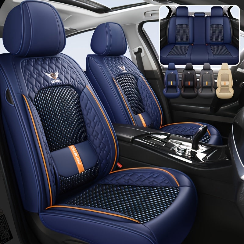Universal Fit Faux Leather Car Seat Covers Full Set for 5 Seats All-Season Sponge Filled