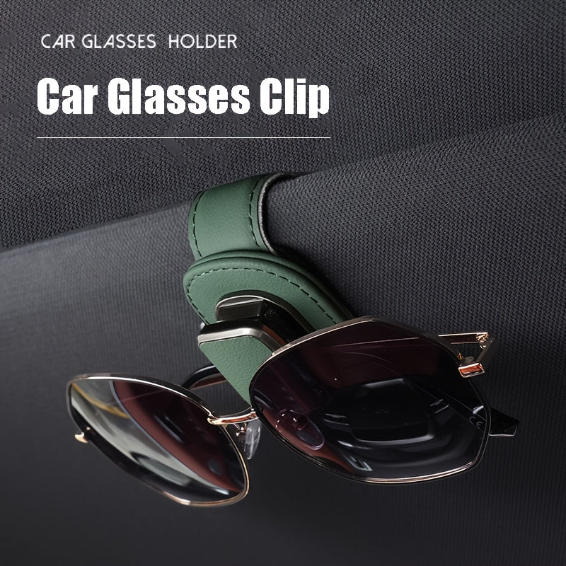 Clip de visor de coche de cuero PU universal para gafas y soporte para tablero