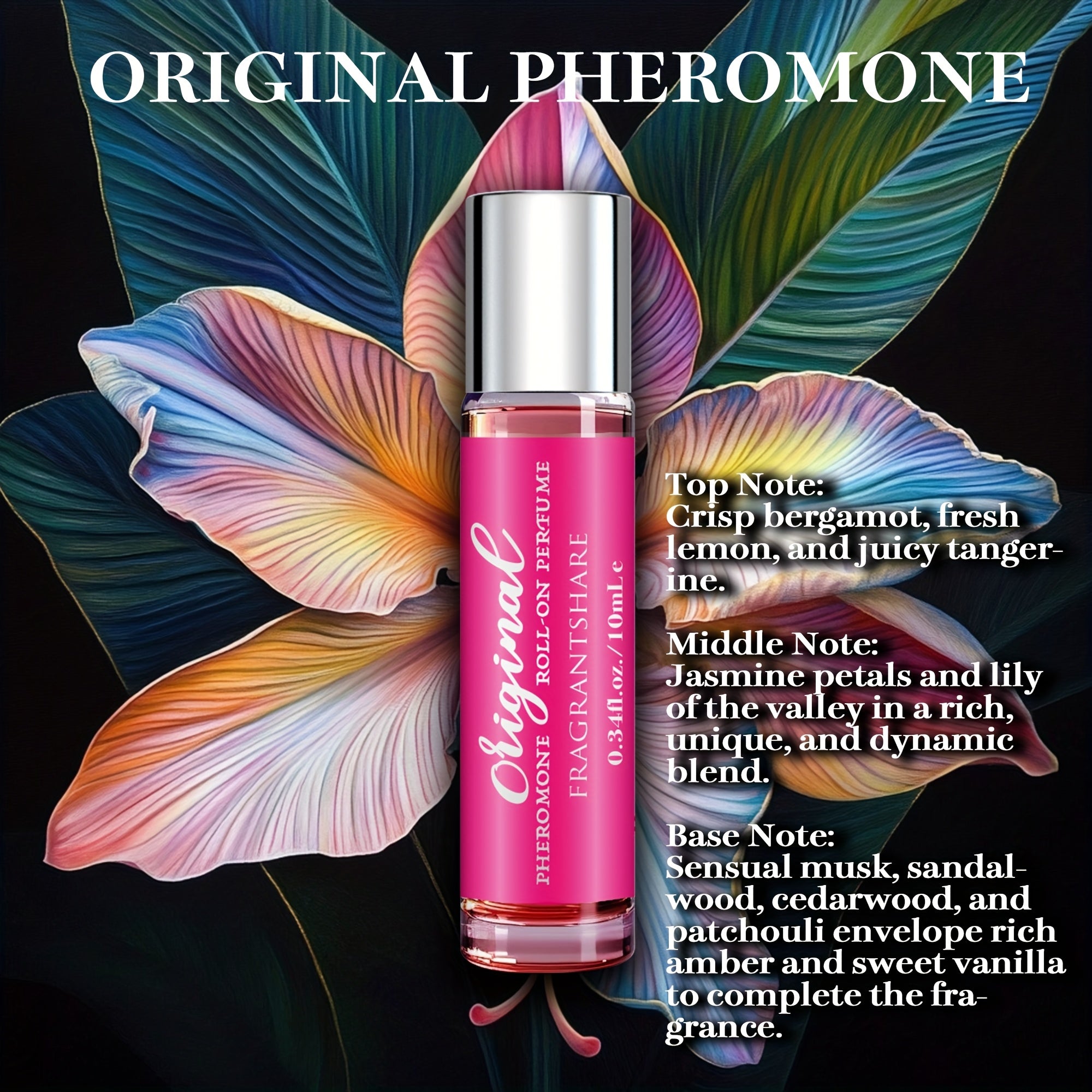 Eau de parfum roll-on floral con feromonas para mujer 0.34 fl oz perfume duradero a base de alcohol
