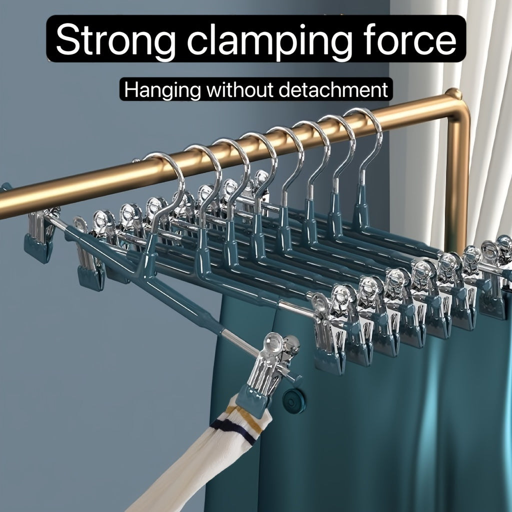 10 Premium Stainless Steel Pants Hangers with Adjustable Clips Heavy Duty No Slip