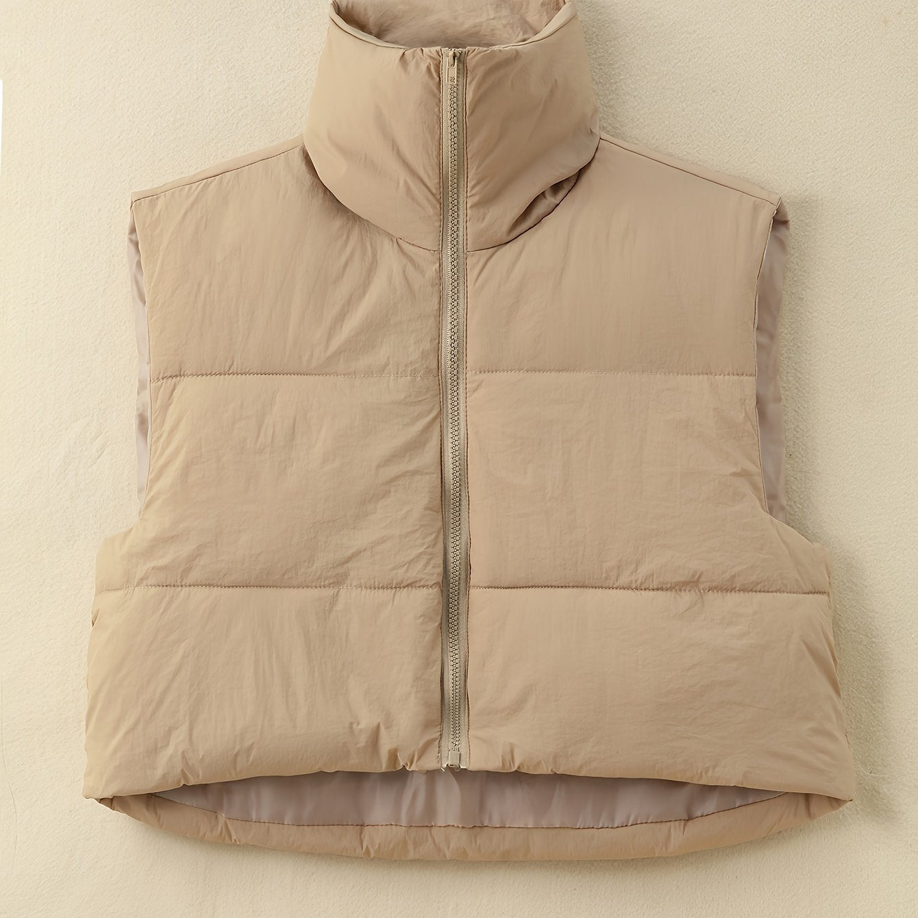 Women's Woven Polyester Vest for Fall and Winter Casual Solid Color Lapel Style