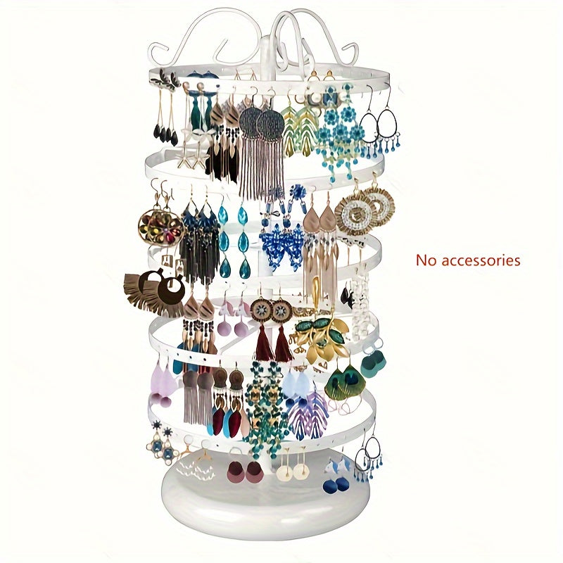 Rotating Metal Jewelry Rack with 5 Layers for Earrings and Studs Organizer Desktop Display
