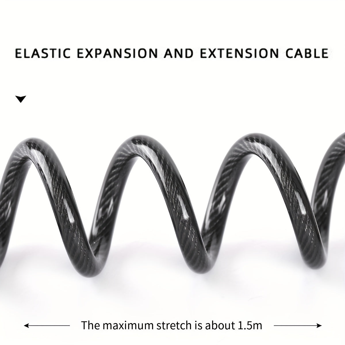 Motorcycle Helmet Lock Cable Steel Security Chain Black Coiled