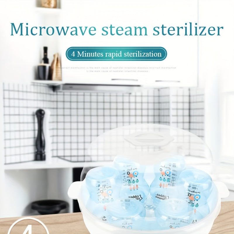 Стерилизатор бутылок с ручкой, устойчивый к высоким температурам - паровой санитайзер для дезинфекции посуды и игрушек.