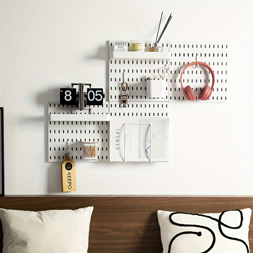 Caja de almacenamiento de tablero perforado de plástico, organizador de pared para dormitorio, cocina, baño