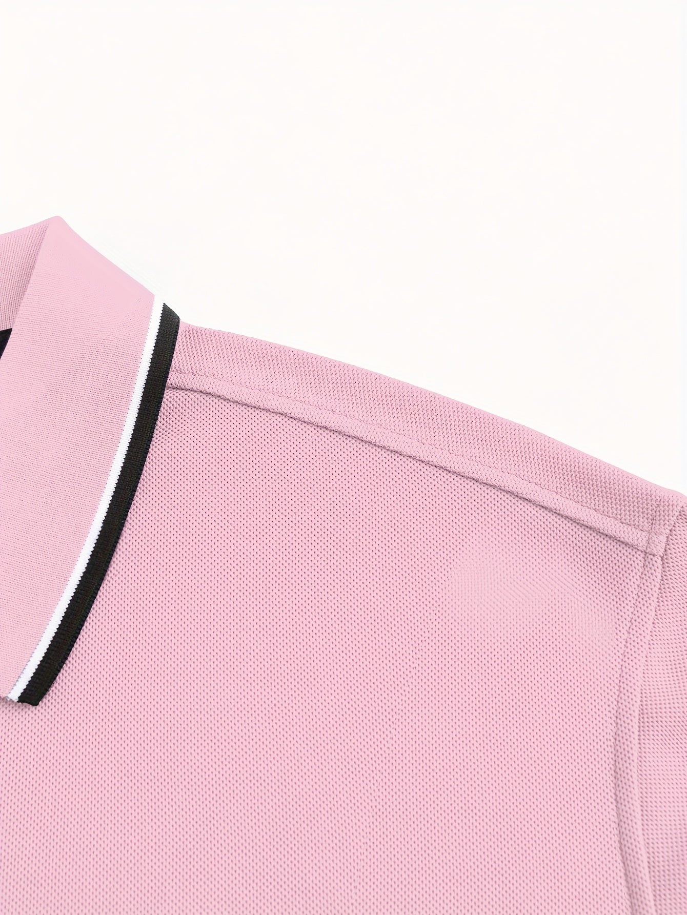 Men's Striped Polo Shirt Breathable Casual Short Sleeve Polyester