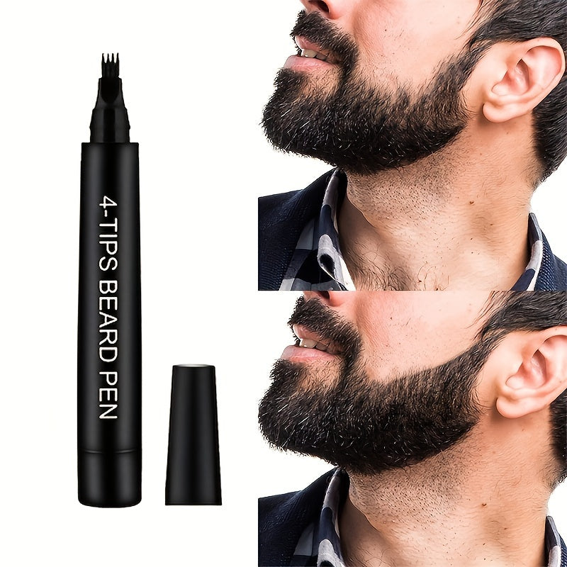 Bolígrafo para barba para hombres, con punta en forma de tenedor de 4 puntas, resistente al sudor, relleno de barba de larga duración