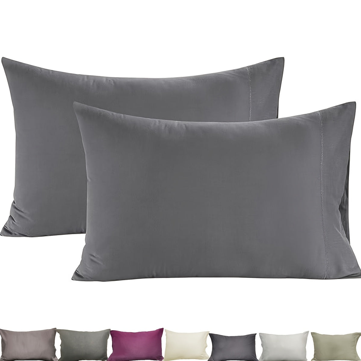 Standart o'lchamdagi organik yostiq qopqog'i, konvert yopilishi, 80-taqsimlangan to'qima - Yumshoq va nafas oladigan - Ranglar mavjud: Khaki, Bej, Burgundi, Dengiz ko'k.