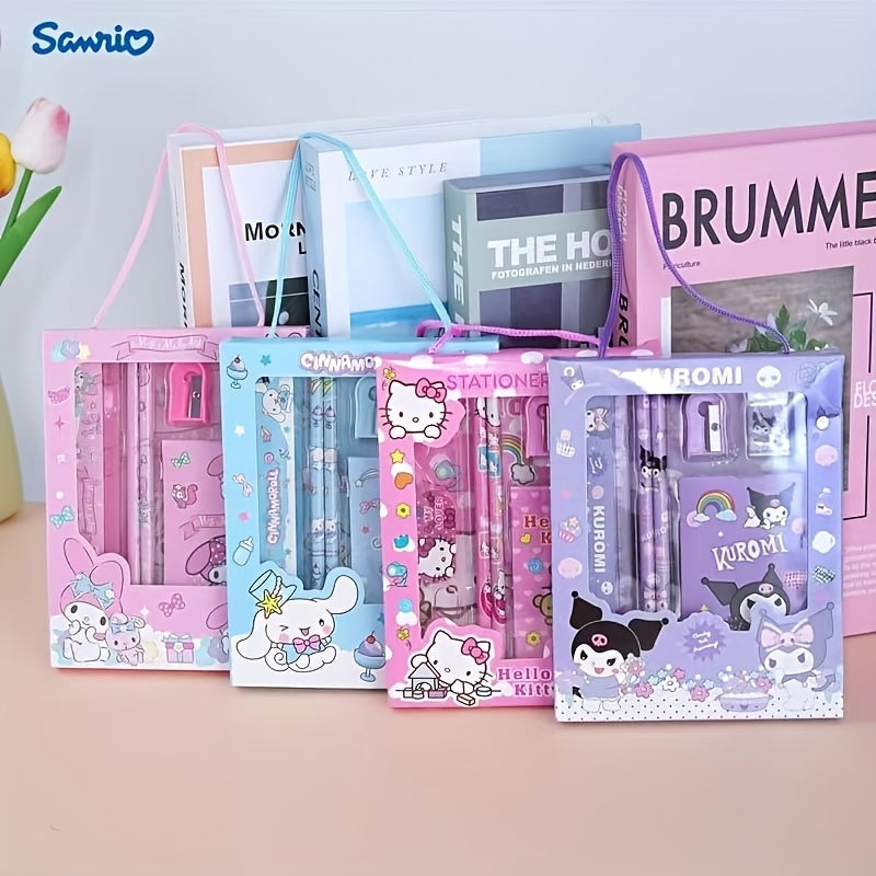 Cartoon Stationery Set with Plastic Ballpoint Pen Ruler Pencil Eraser for School Supplies