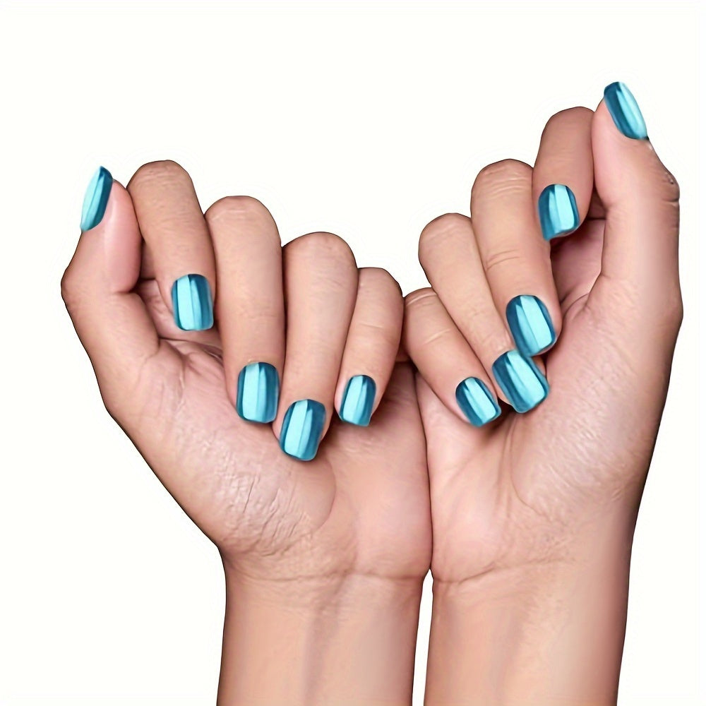 Blue Mirror Finish Metal Nail Polish for Long-Lasting Quick-Dry Manicure