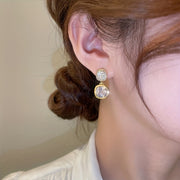 Women Geometric Square Rhinestone Crystal Stud Earrings Zinc Alloy Stainless Steel Posts Jewelry