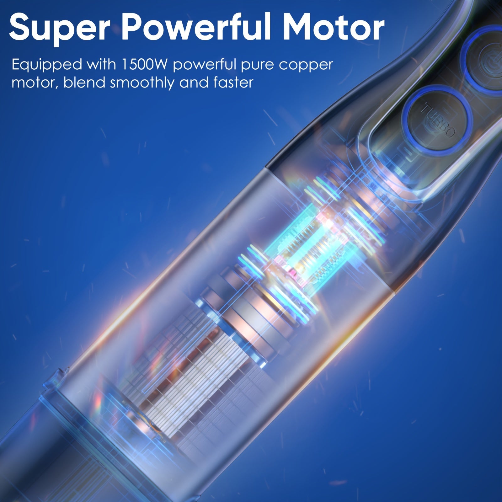 5-in-1 Handheld Immersion Blender 1500W Stainless Steel with Egg Whisk Milk Frother Chopper and Smoothie Cup