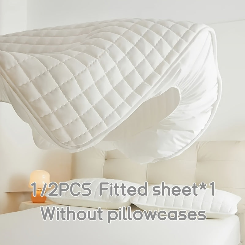Waterproof TPU Fitted Sheet Thickened Quilted Breathable Soft and Comfortable Square Color