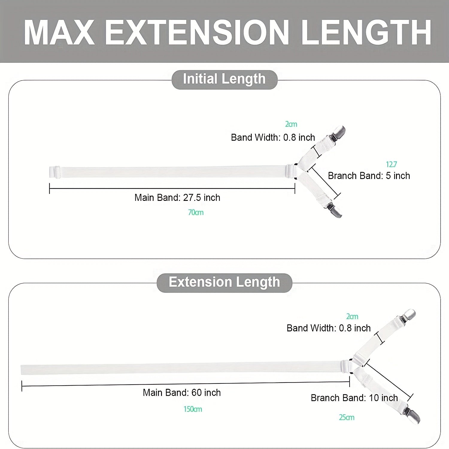Регулируемые эластичные ремни для простыней, 3-сторонние, белый нейлон, зажимы для натяжных простыней