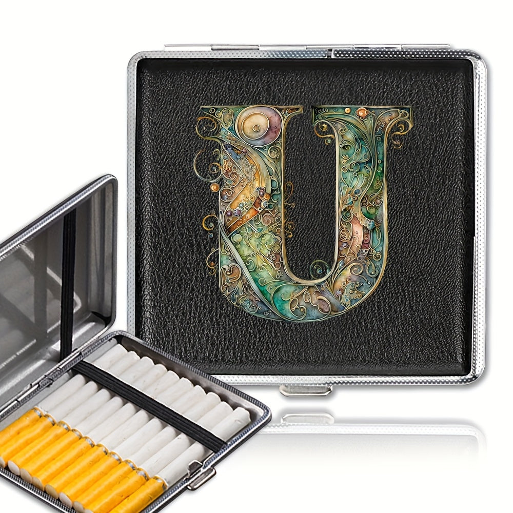 Unisex zanglamaydigan po'latdan yasalgan sigareta qutisi, 20 ta sigareta uchun, gul naqsh bilan