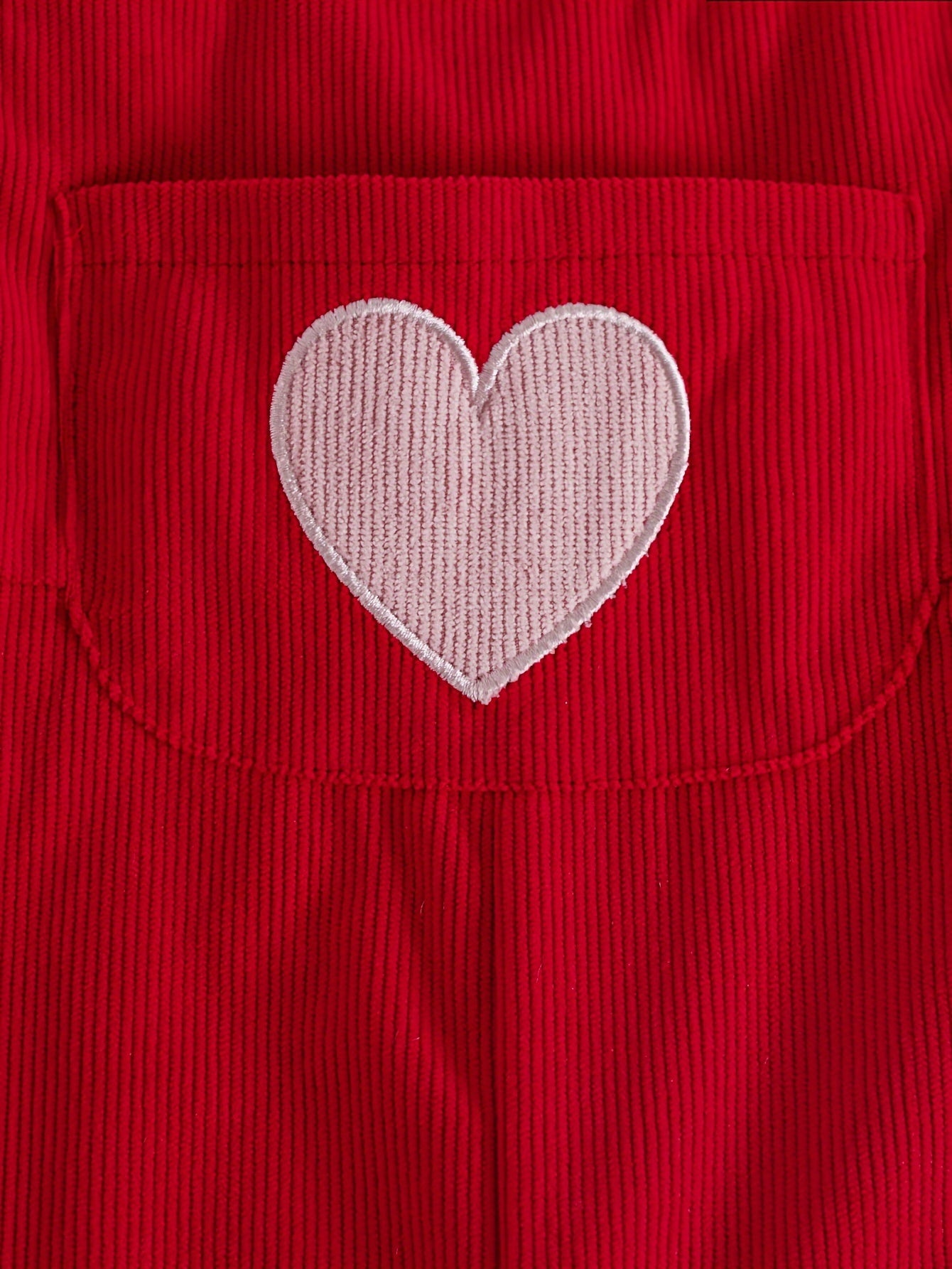 Qizlar uchun qizil kombinezon, yurakli tikuvchali, polyester, kundalik qishki kiyim