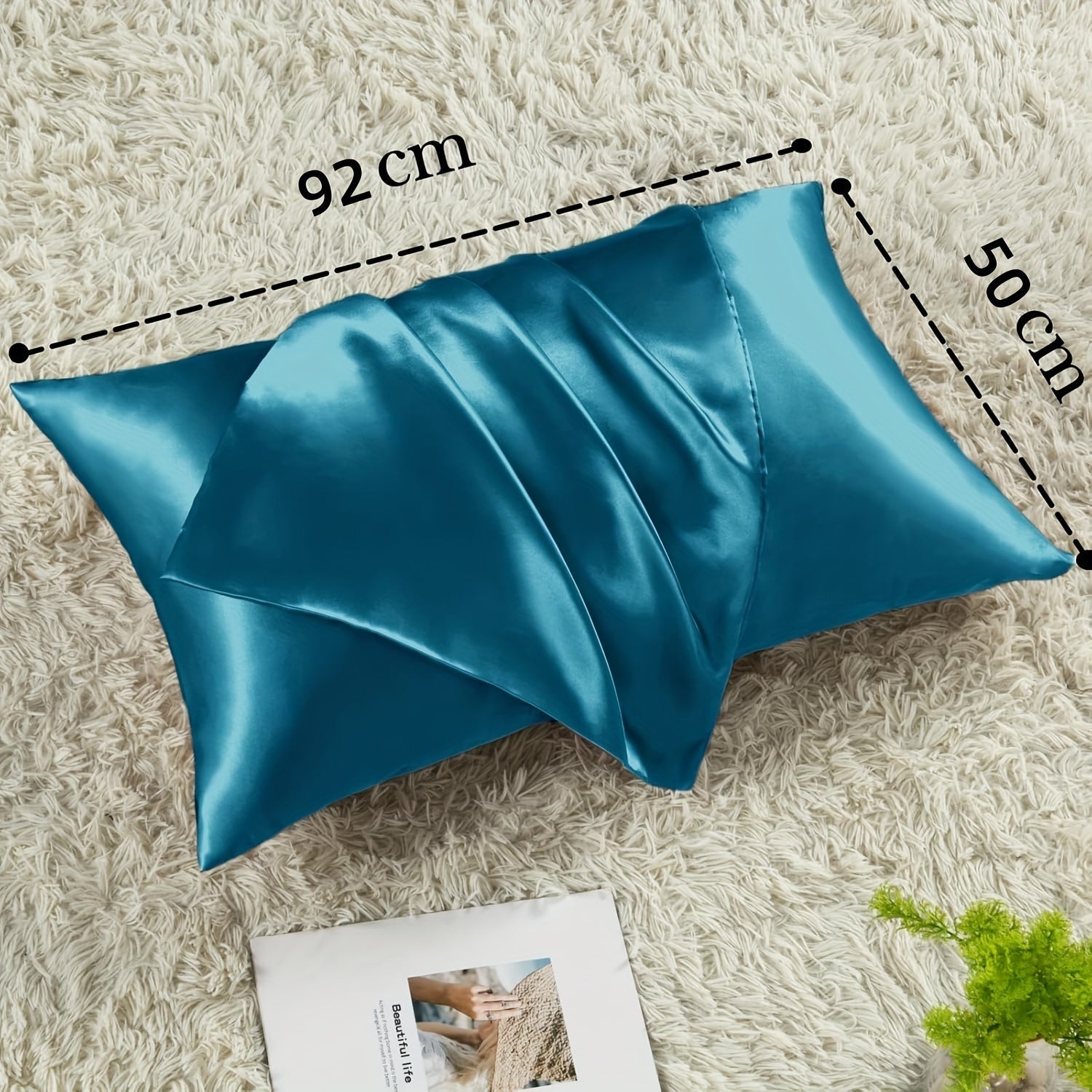 Luxurious Satin Pillowcases Solid Color Zipper Closure Skin-Friendly Hair-Protective