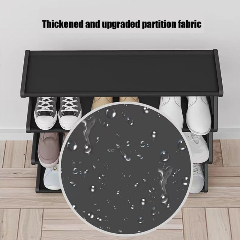 Black Plastic Shoe Rack Organizer 4 Tiers Foldable Space Saver for Closet Entryway Bedroom