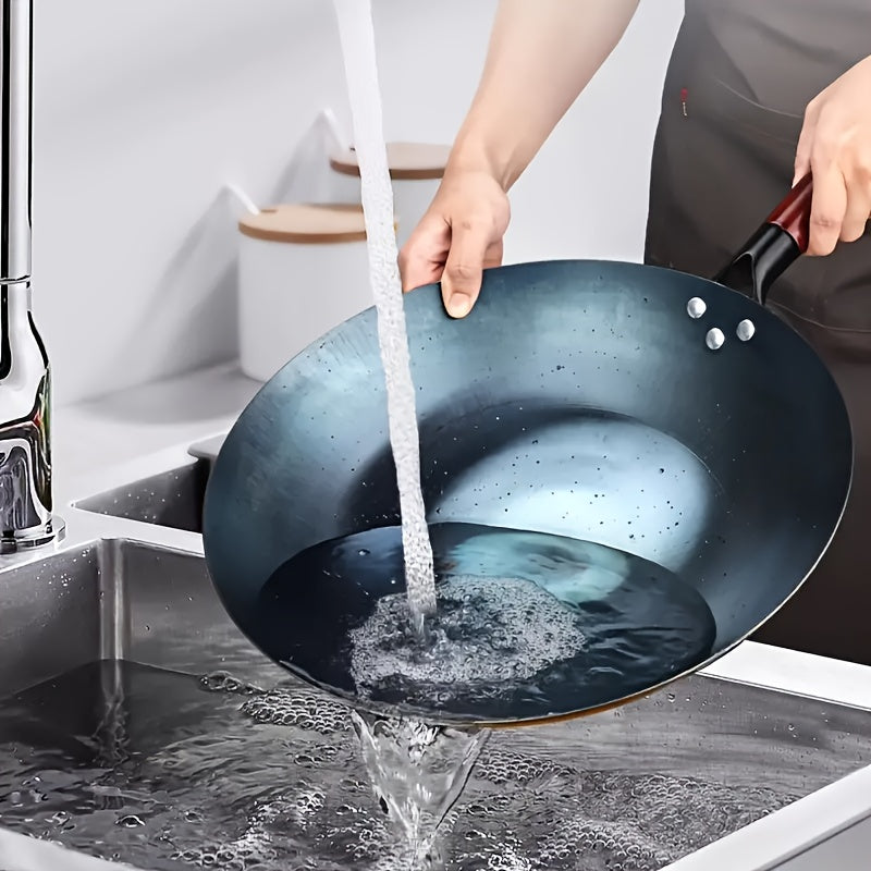 Универсальный чугунный вок с антипригарным покрытием и съемной ручкой, идеален для газовой плиты, использования в помещении и на улице, необходимая посуда для вашей кухни