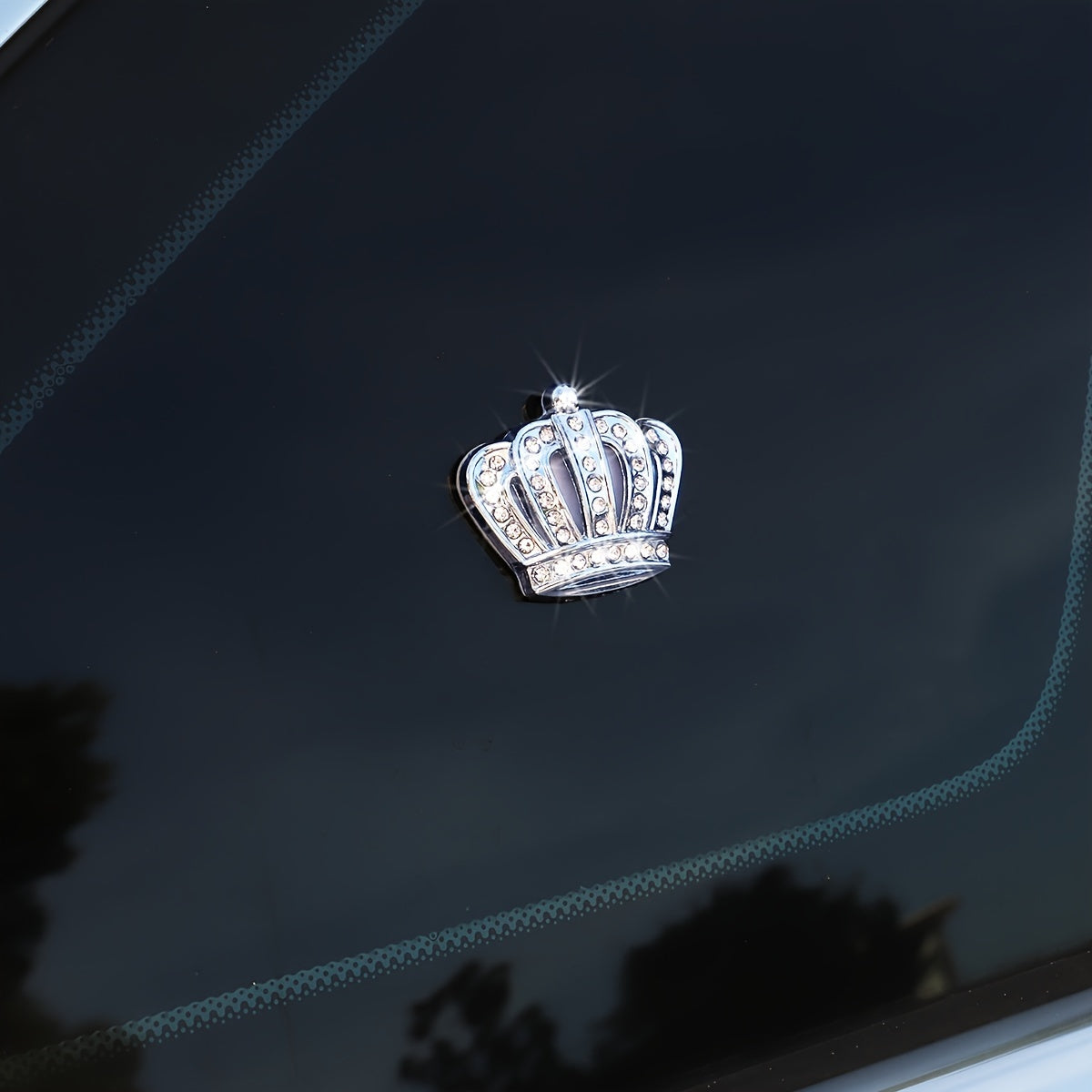 2-Pack Crystal Crown Car Decorations Adhesive Rhinestone Auto Interior Exterior