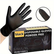 Black Nitrile Disposable Gloves Powder-Free Non-Slip Lightweight Ambidextrous for Kitchen and Home Cleaning