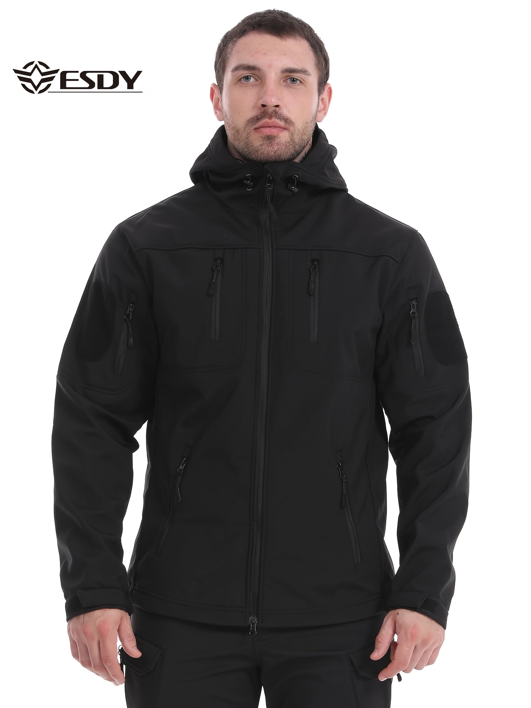 Men's Winter Jacket Softshell Hooded Thickened Warm Hunting Polar Outdoor Coat