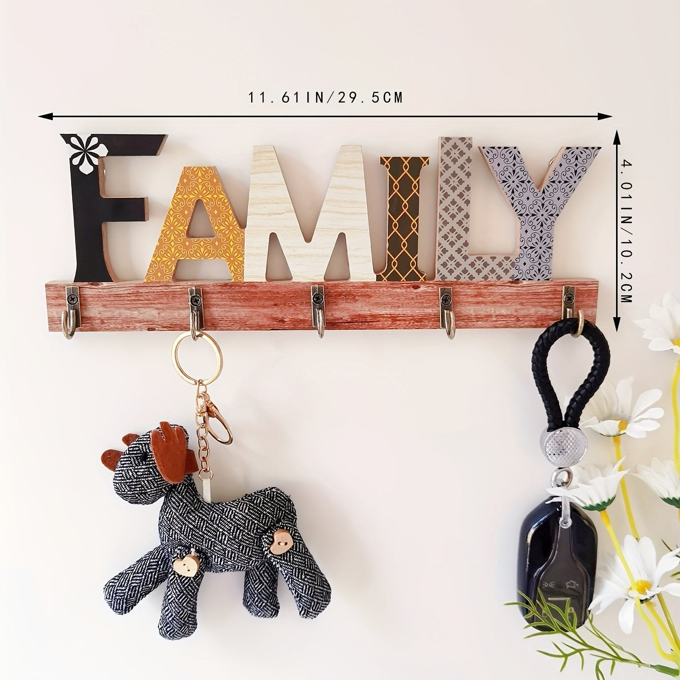 Letter Design Wall Key Holder for Door Hat Bag Housewarming Gift