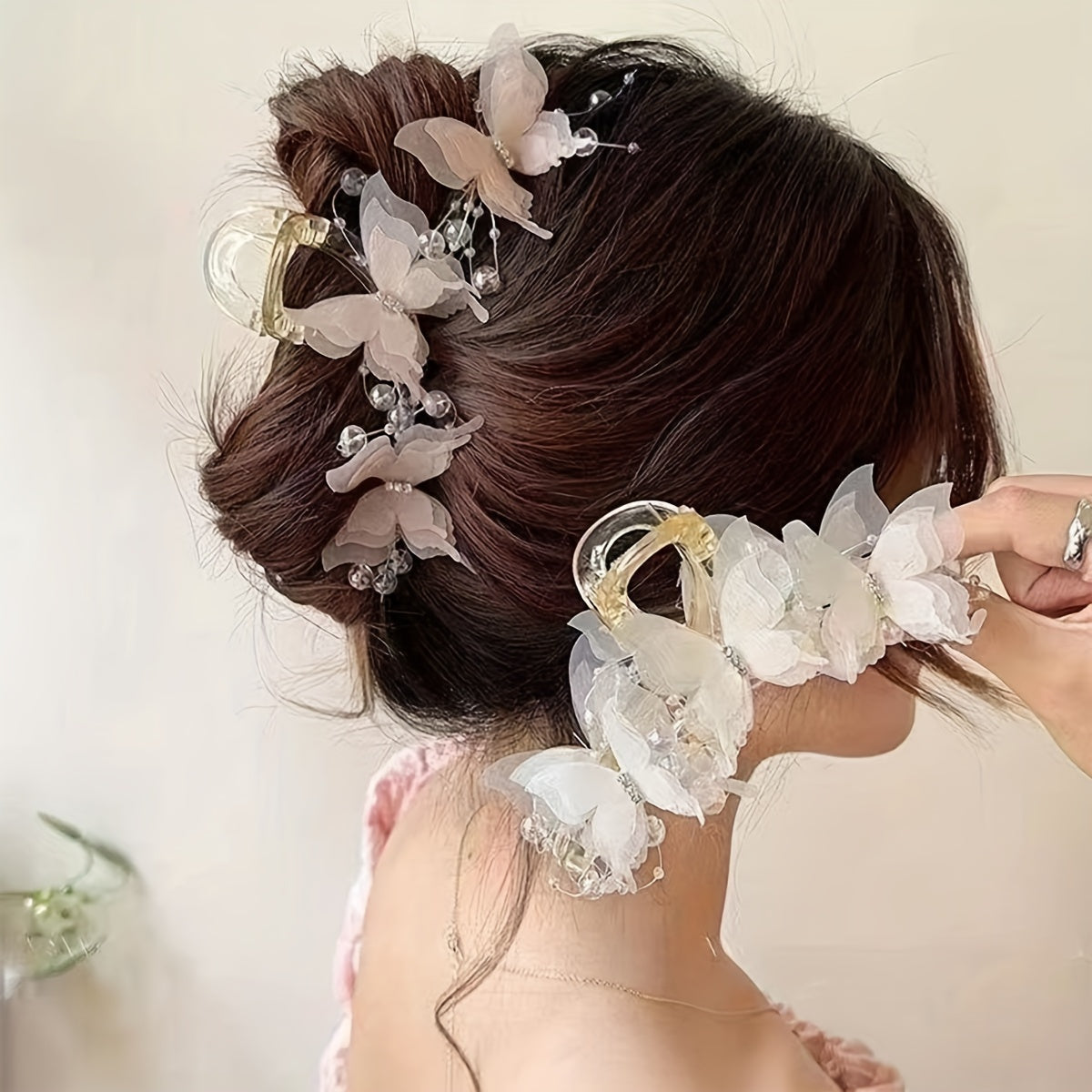 Large Plastic Butterfly Hair Clip for Women and Teens Elegant Solid Color Style