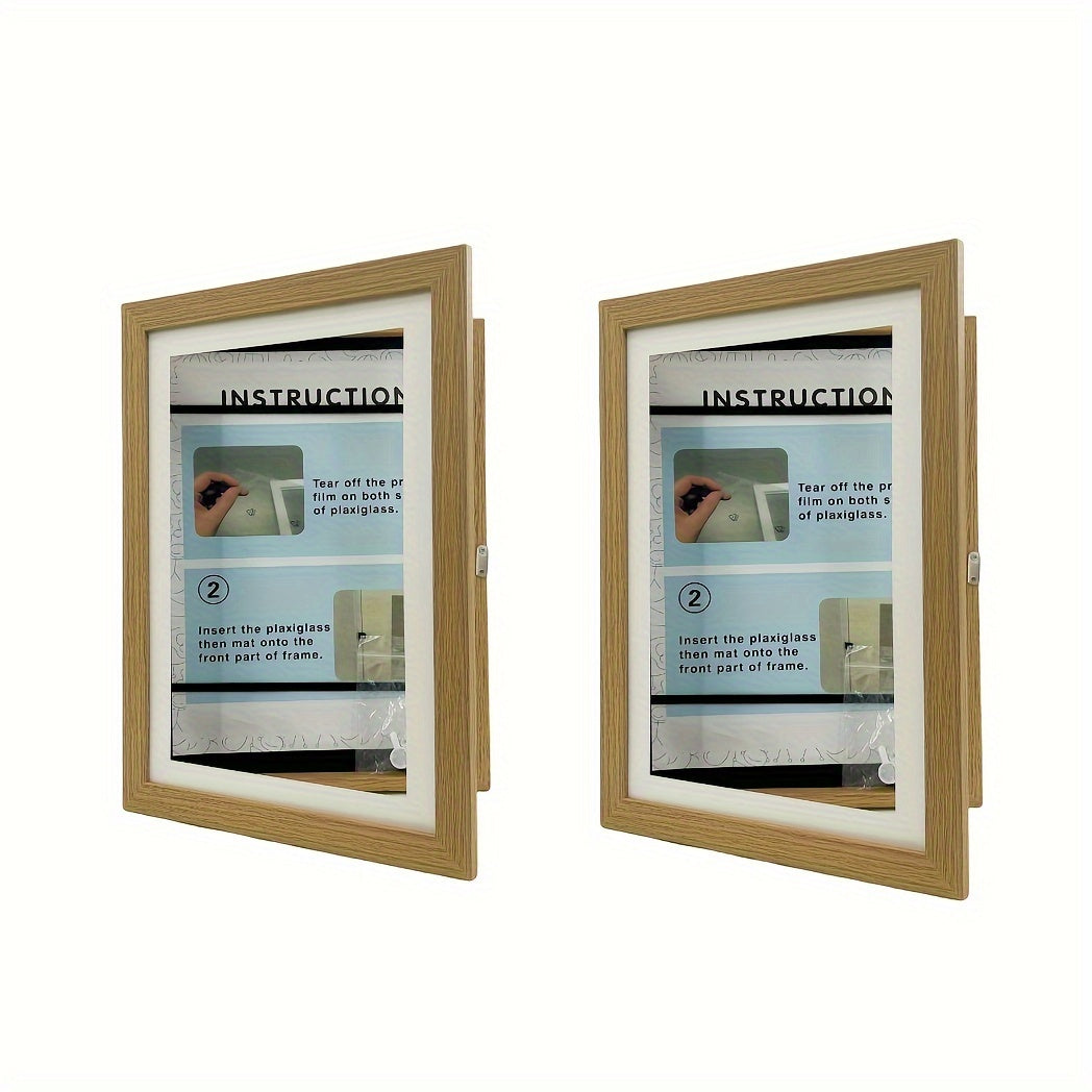 Two Art Frames for Interchangeable Artwork Display Horizontal Vertical Front Opening with or without Mat