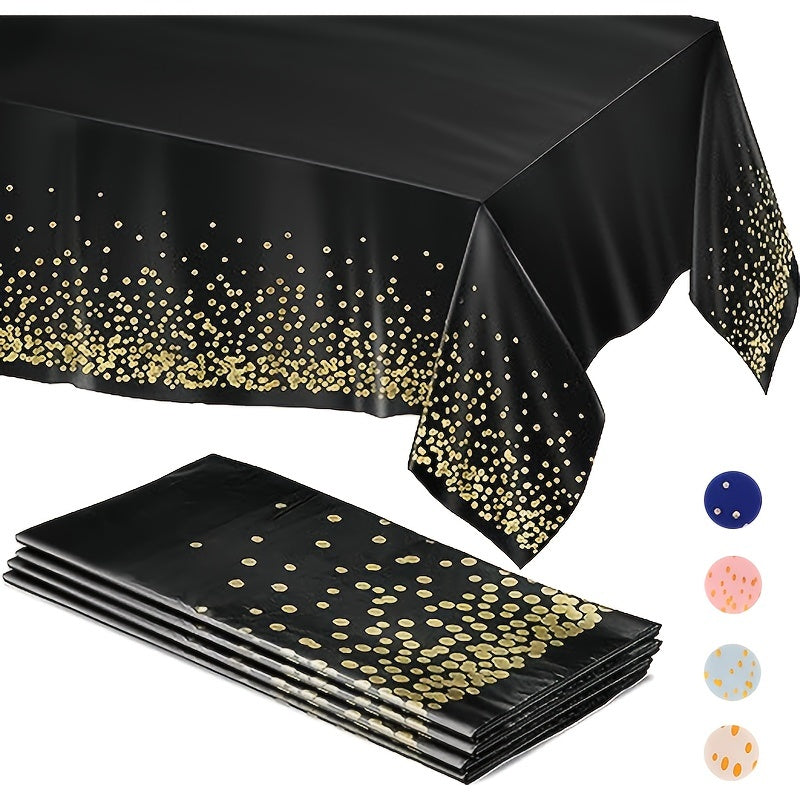 Black and Gold Dot Tablecloth for Parties and Events Easy to Clean Eco-Friendly 60x84 Inches