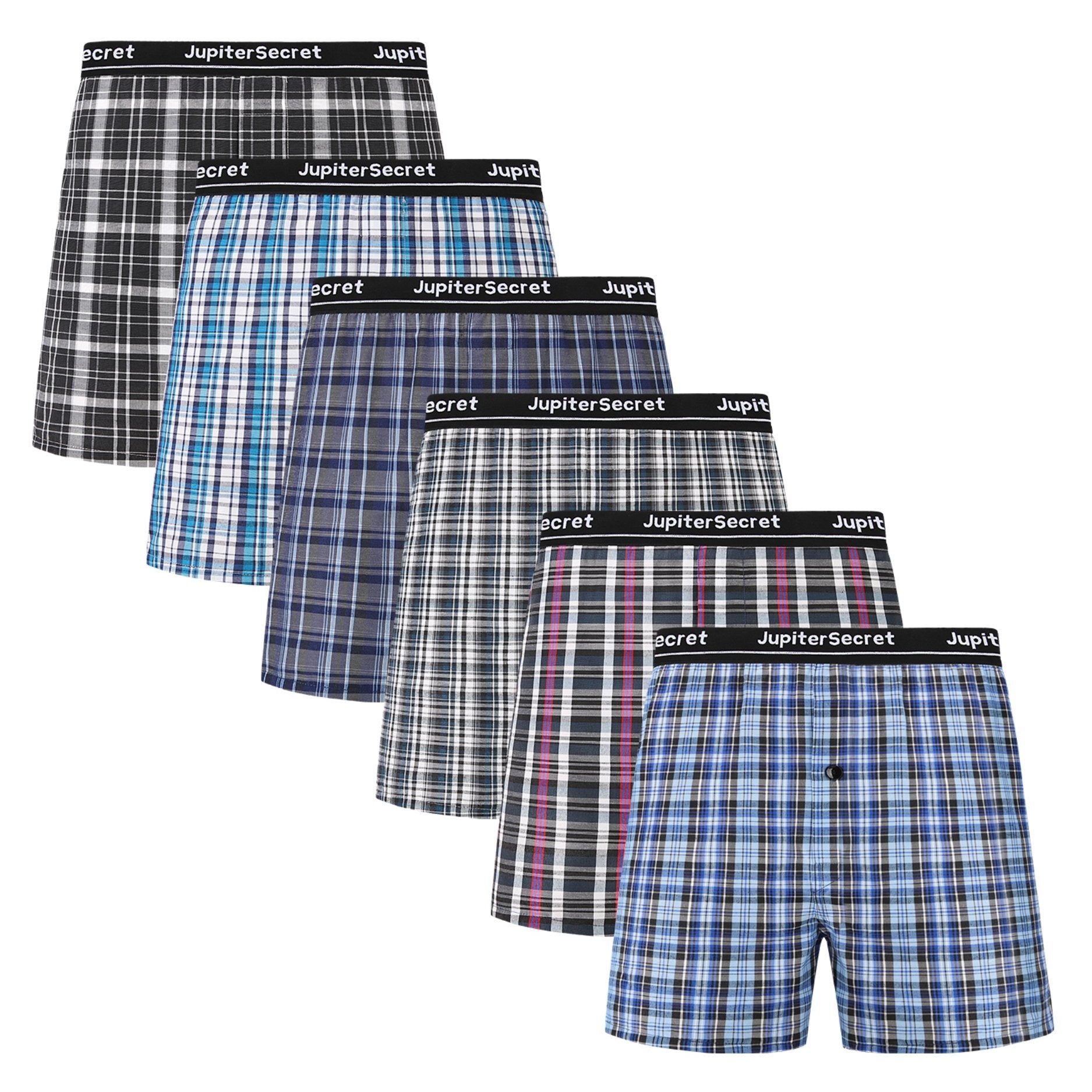Men's Woven Boxer Shorts 6-10 Pack Cotton Blend Stripes Elastic Waistband